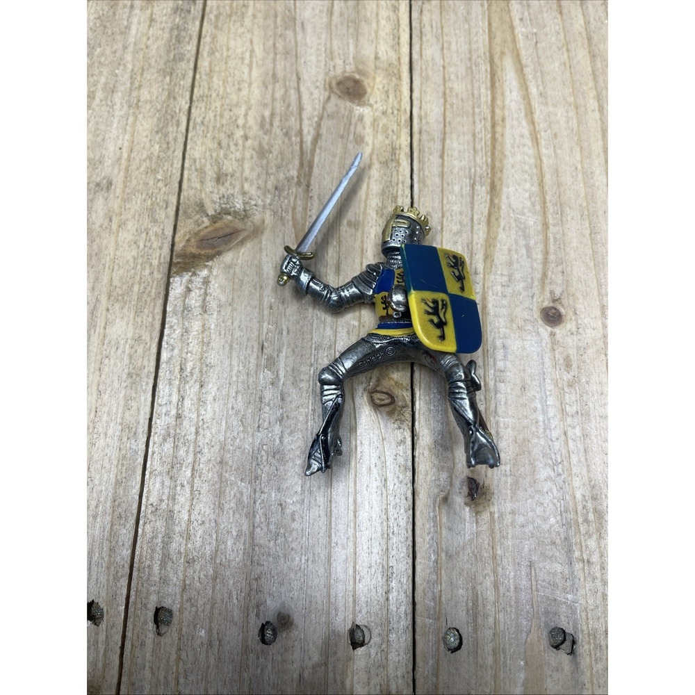 Schleich Knight Figure Crown Sword Shield Medieval Toy Blue Yellow Lion